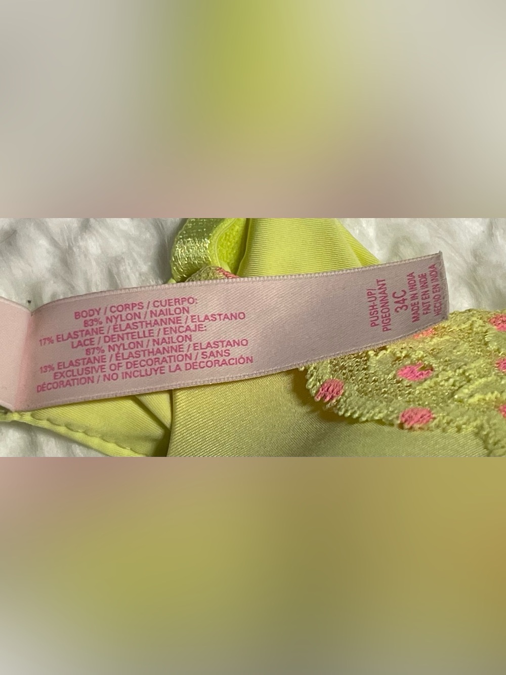 Victoria’s Secret neon yellow and hot pink push up bra size 34C - Picture 4 of 7